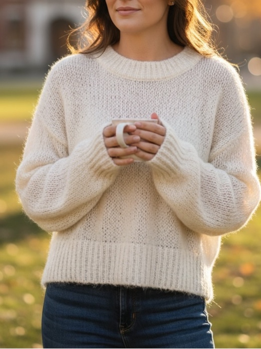Laneus Women's Soft Cream Turtleneck Sweater